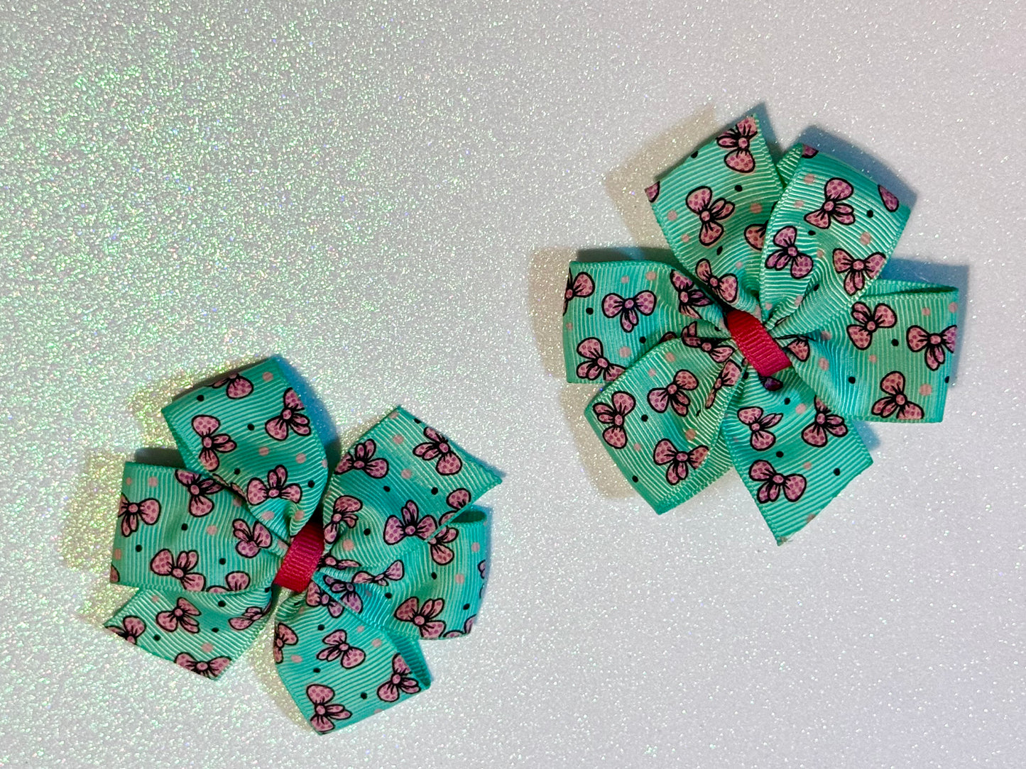 Teal bow Piggy Bows
