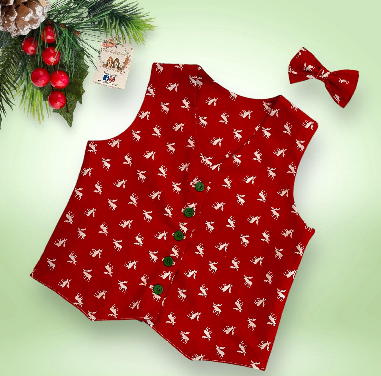 Red Moose Vest Bow tie Set Size 2T/3T