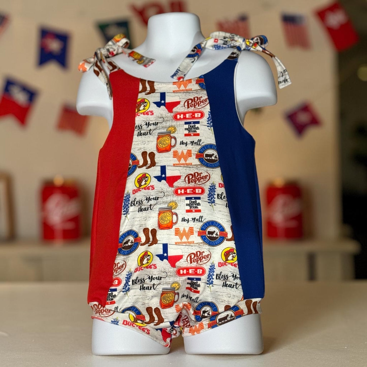 Texas Pride Tie Romper Size 18/24m