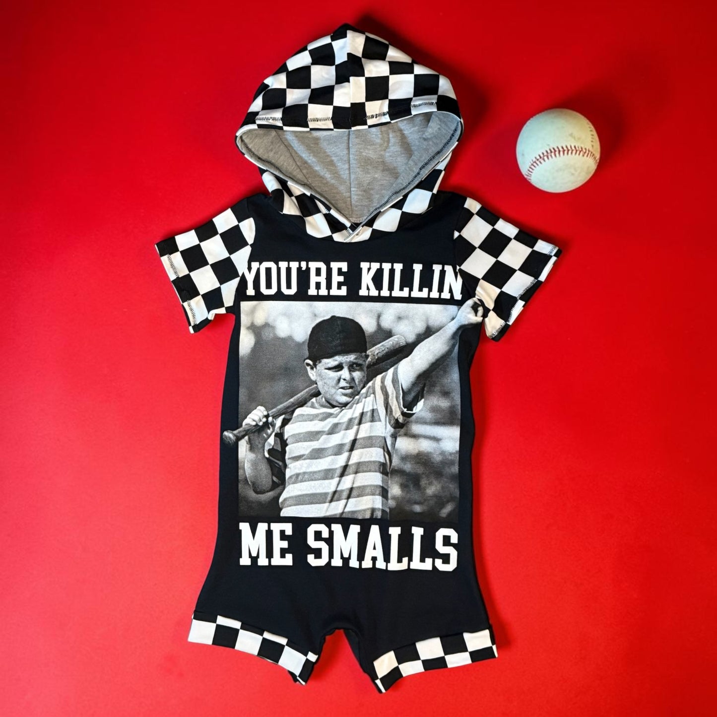 Checkered 90s Baseball Romper Size 4/5