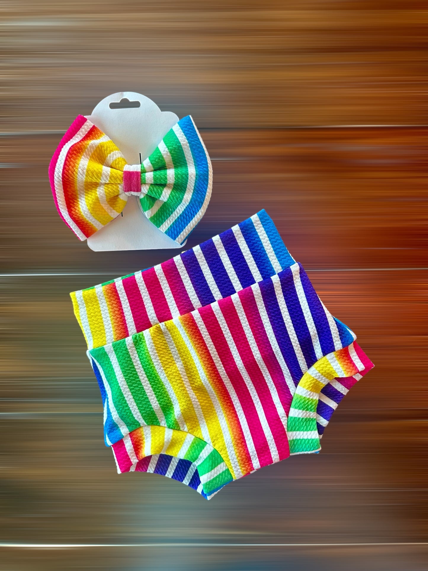 Rainbow Bummie Bow Set Size 9/12m