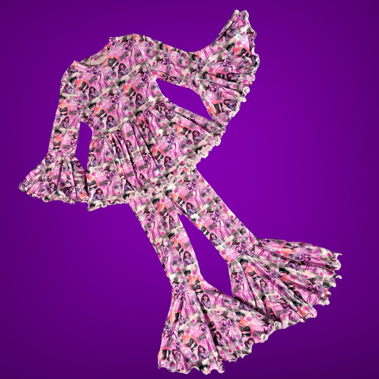 Selena Purple Peplum Flair Top with Bellbottom Set Size 2T/3T