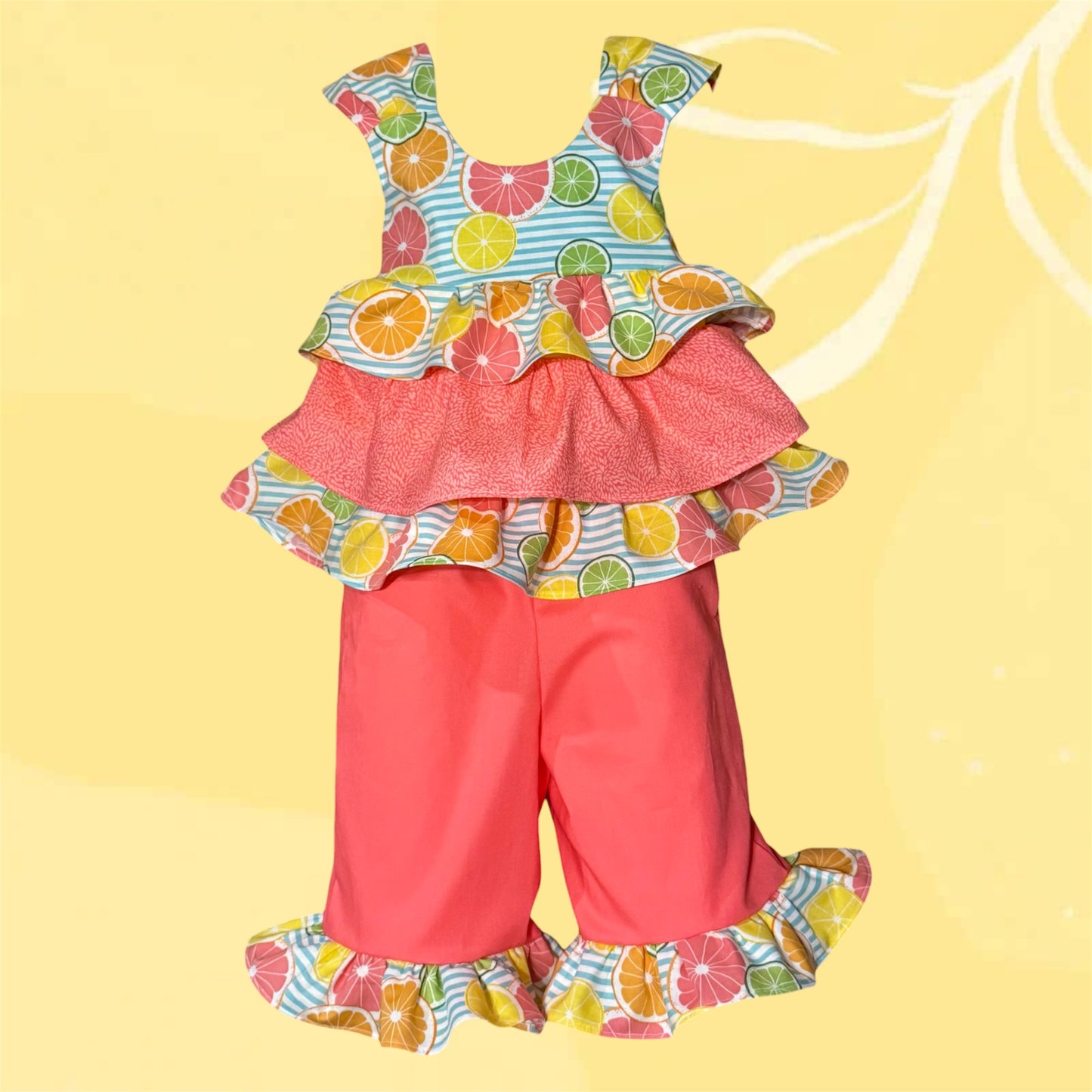 Summer citrus ruffle set Size 2T/3T