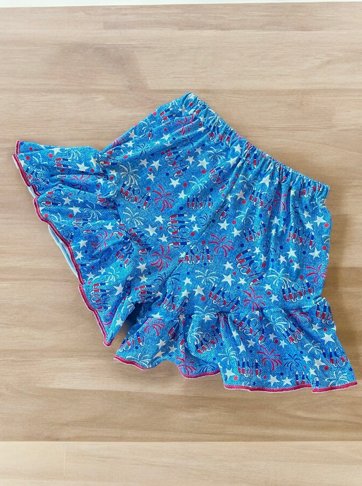 Patriotic Ruffle Shorts Size 8y