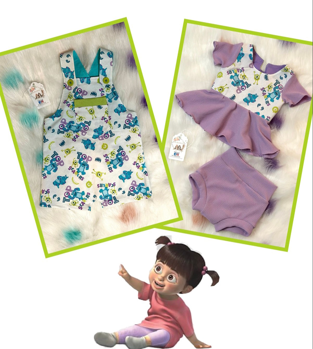 Cute Monster Peplum Top Bummie Set Size 9/12m