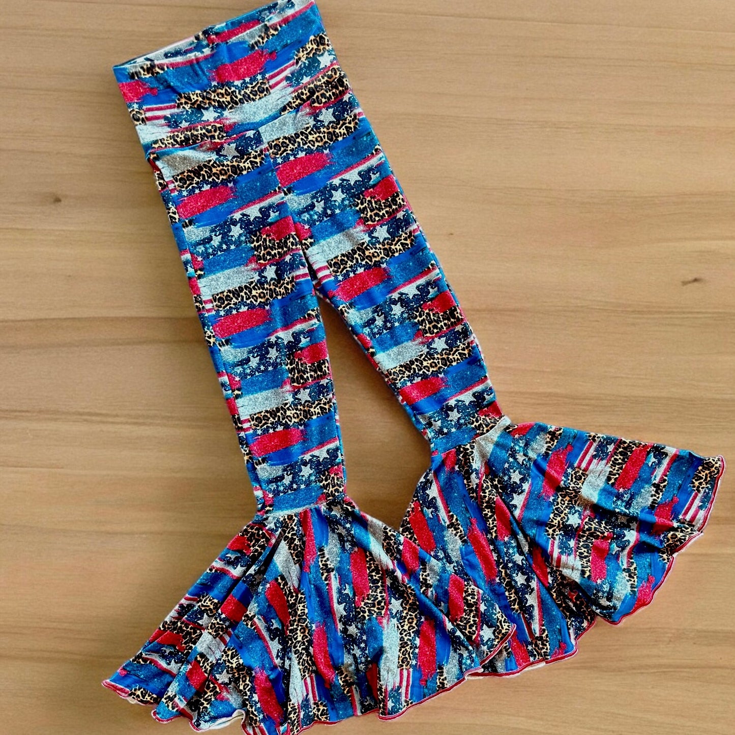 Patriotic Leopard Print Bellbottoms Size 8/9y