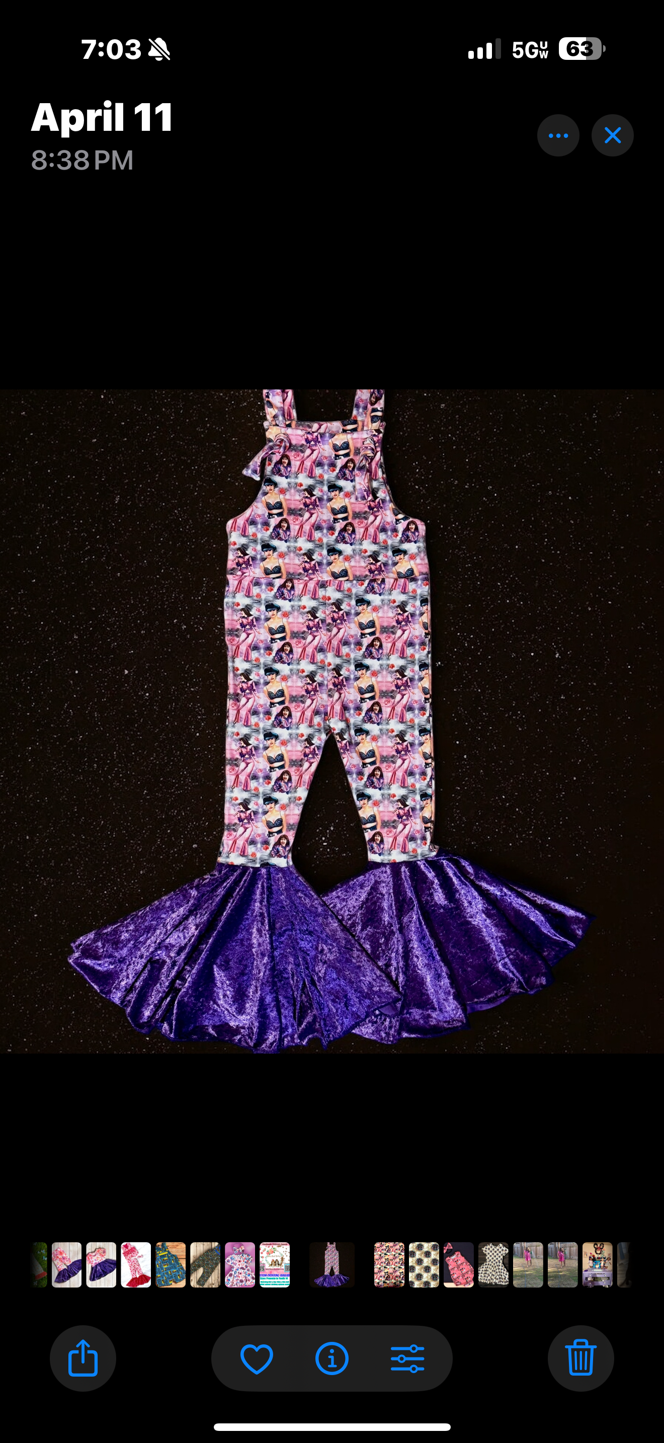 Purple velvet Singer Knotted Bell Romper Size 8/9y