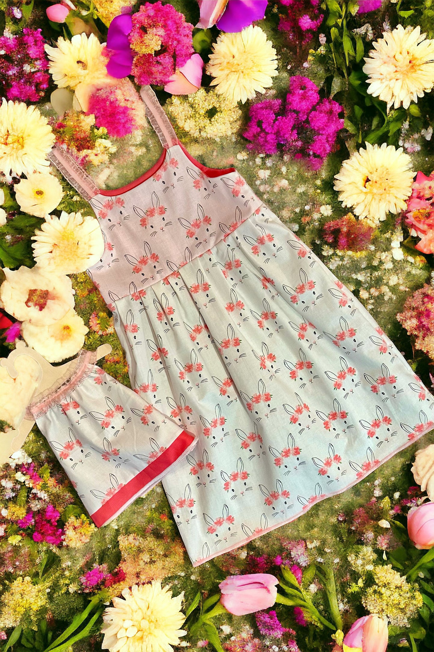 Pink Bunny Doll Dress for 14-18 inch Dolls