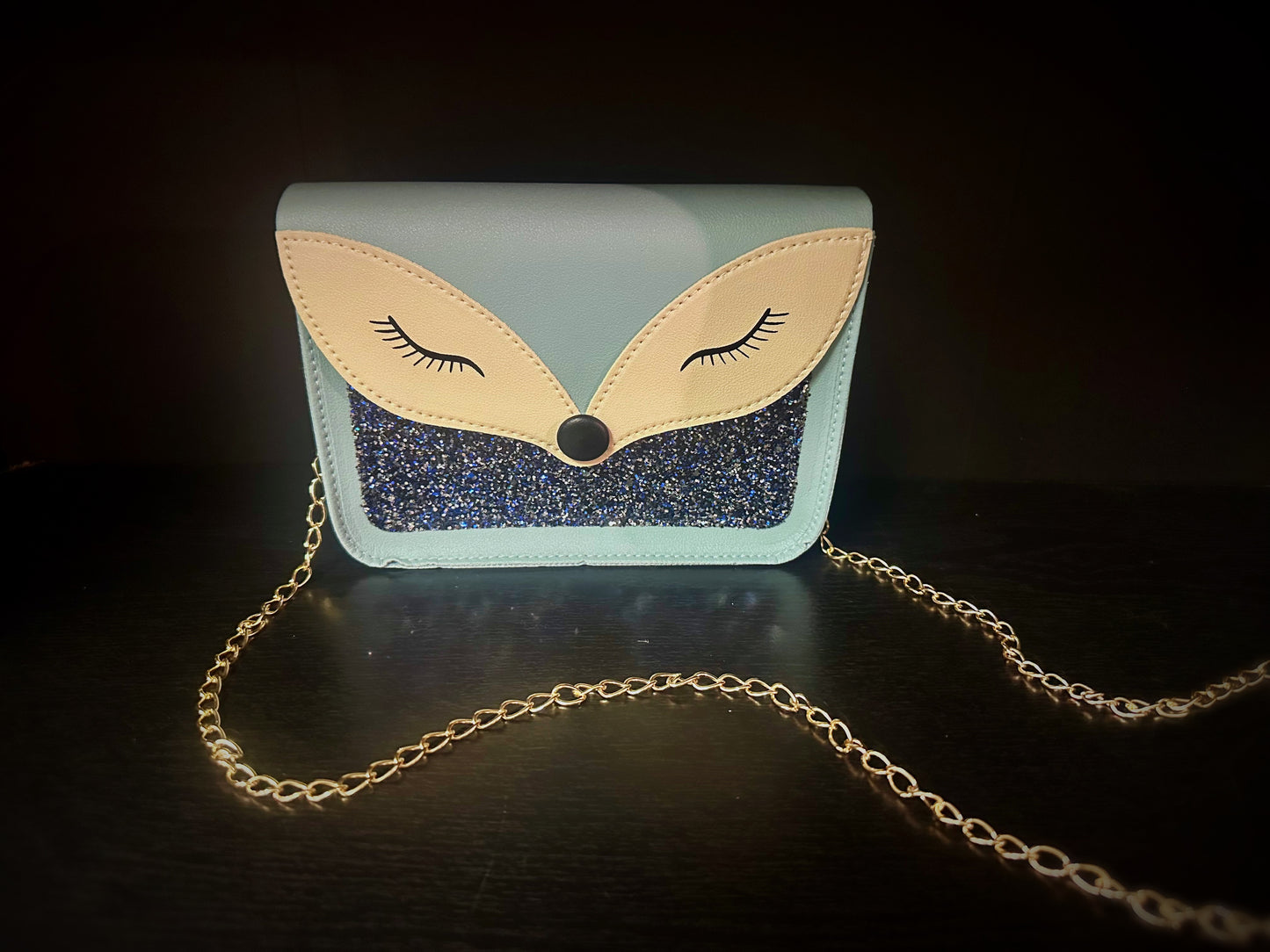 Blue Glitter Fox Purse