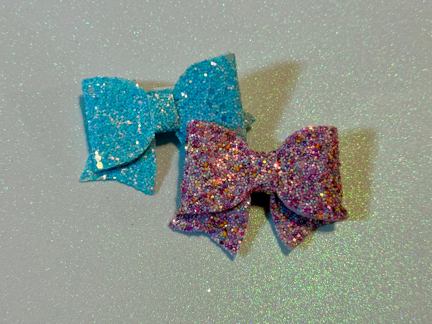 Blue & Purple Mini glitter Faux Leather bows