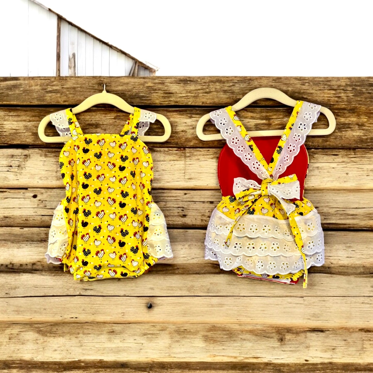 Chicken Ruffle Romper Size 6/9m