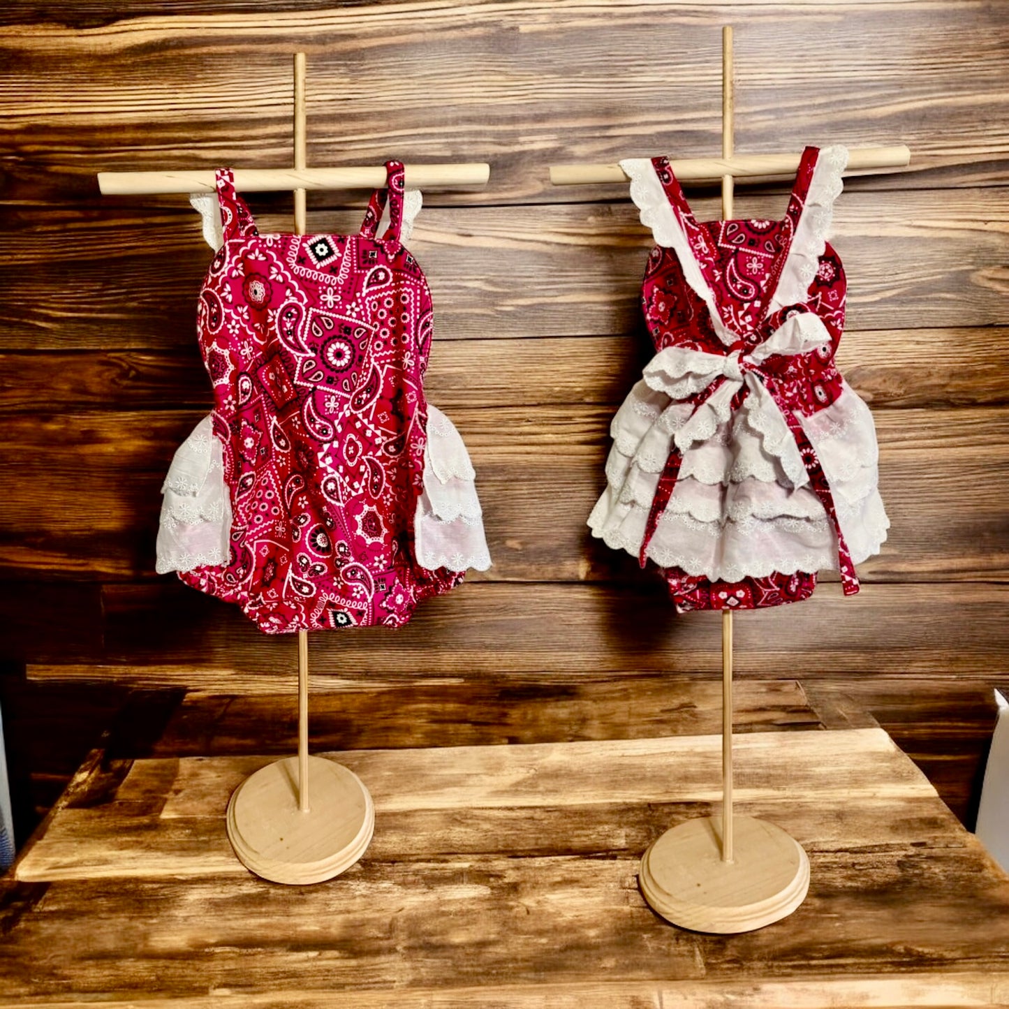 Hot Pink Bandanna Ruffle Romper Size 12/18m