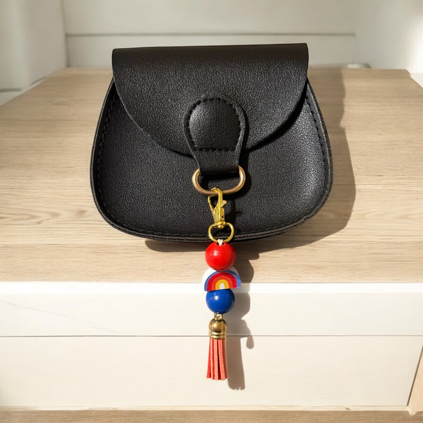 Red Rainbow Beaded Purse Charm