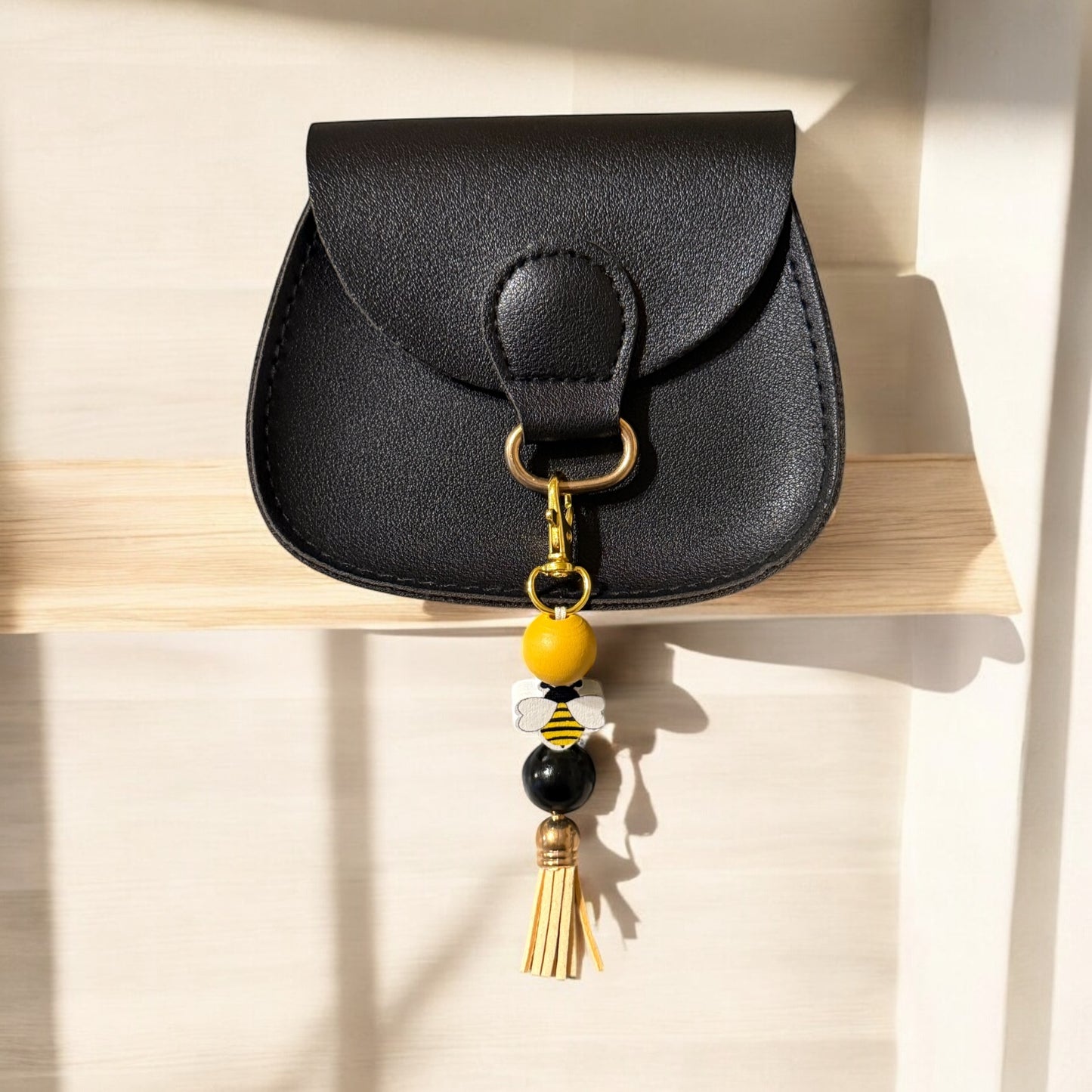 Bee Wooden Beaded Purse Charm