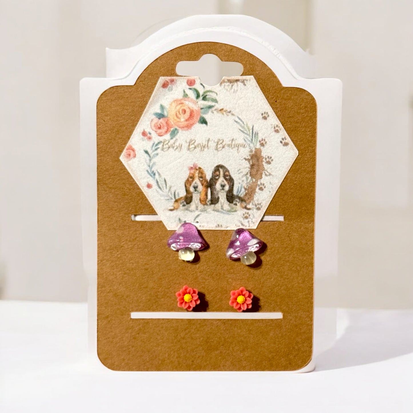 Mushroom Flower Earrings Set