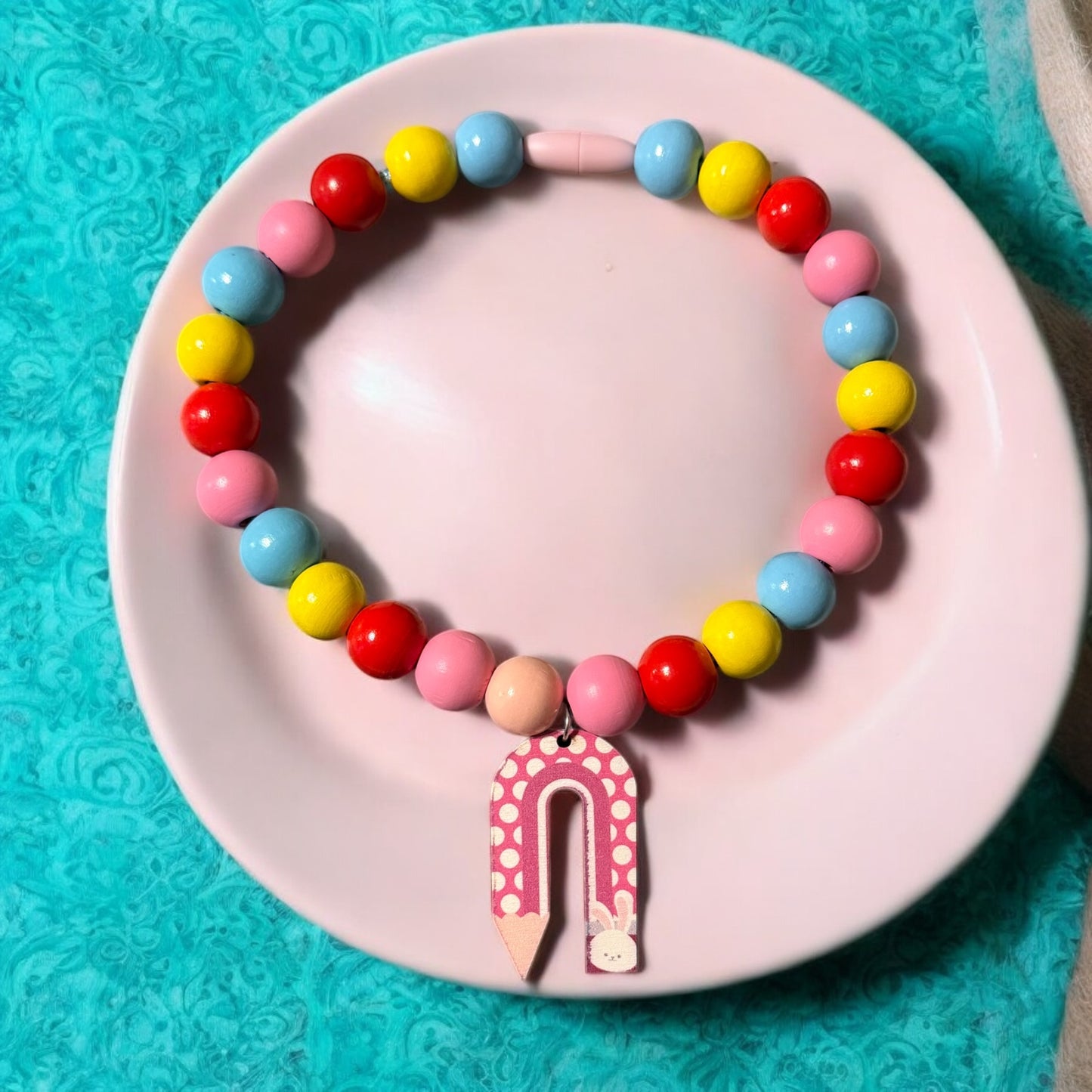 Pink Pencil Wooden Beaded Necklace