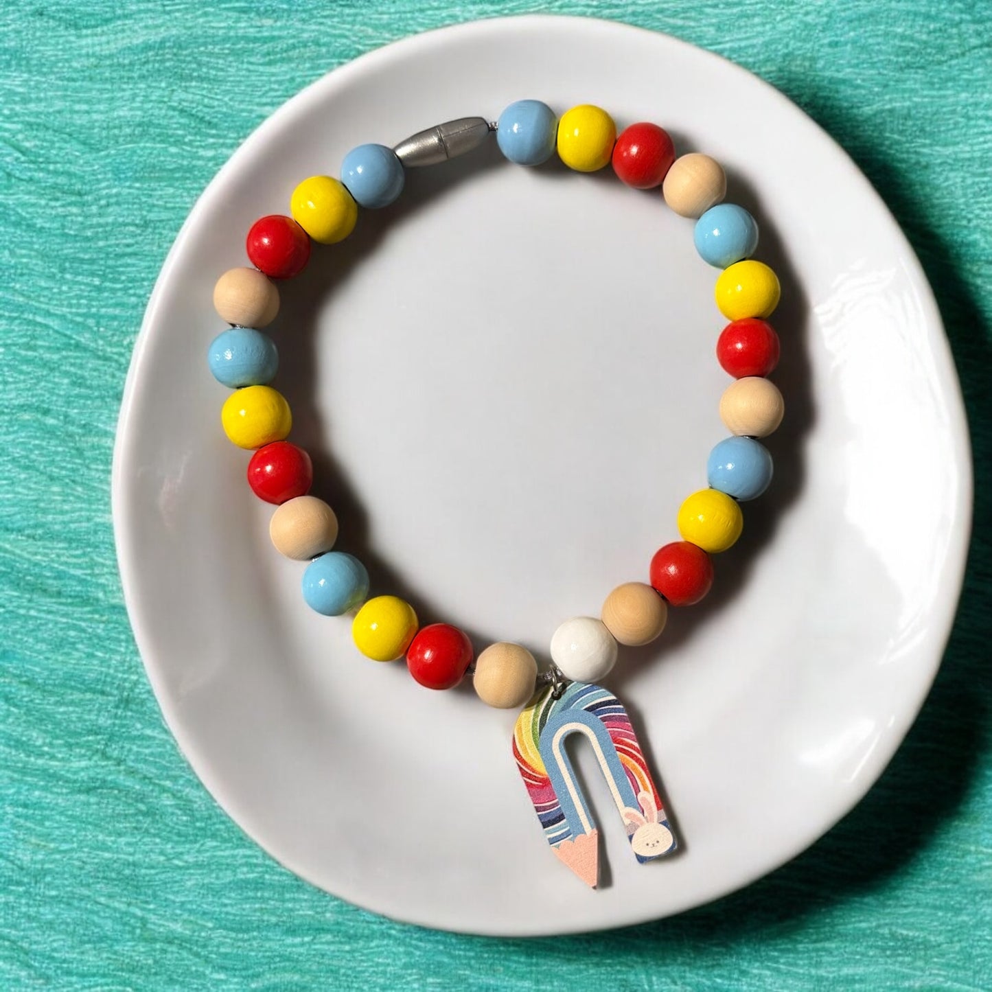 Rainbow Pencil Wooden Beaded Necklace