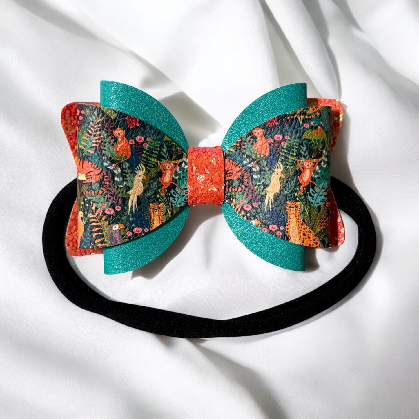 Jungle Faux Leather Bow