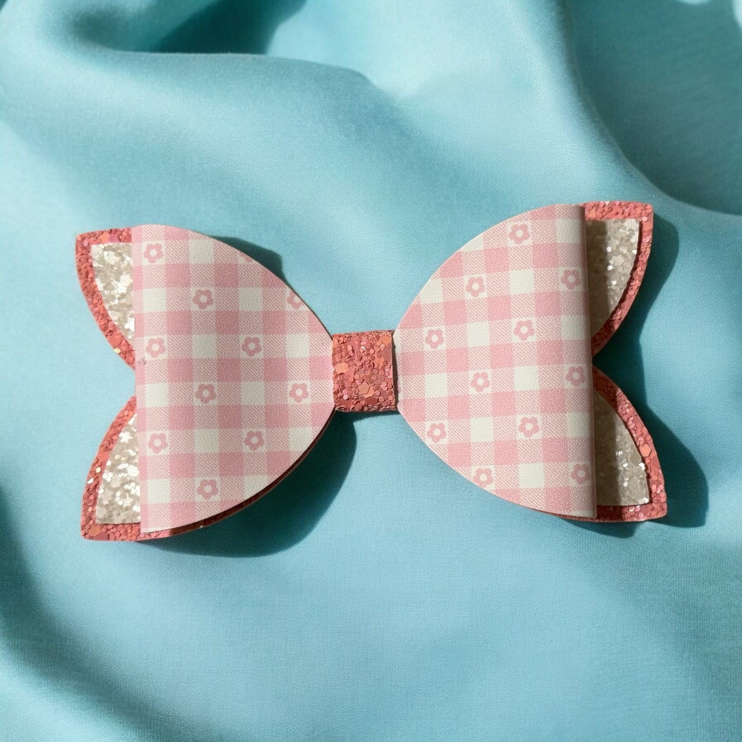 Pink Faux Leather Bow