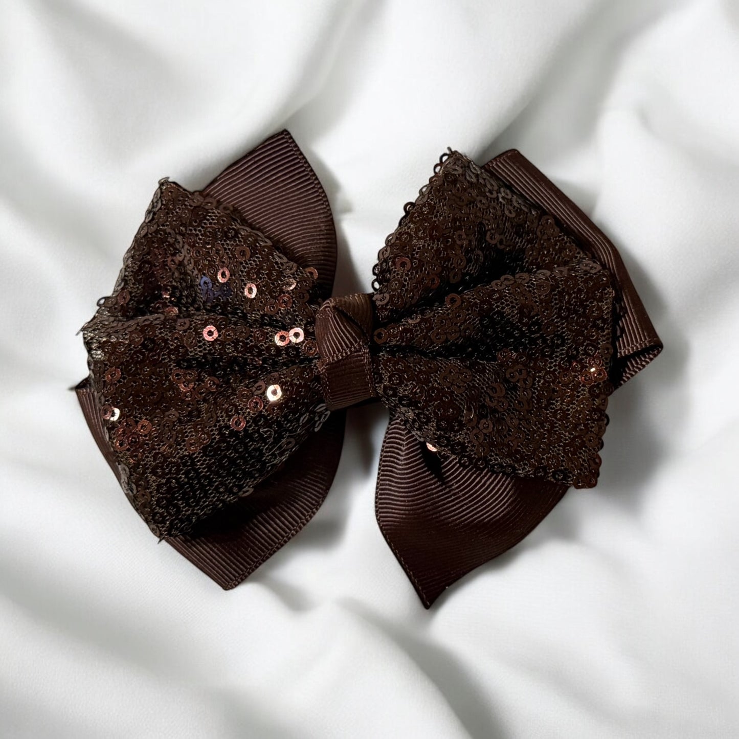 Brown Sequin Ribbon Bow