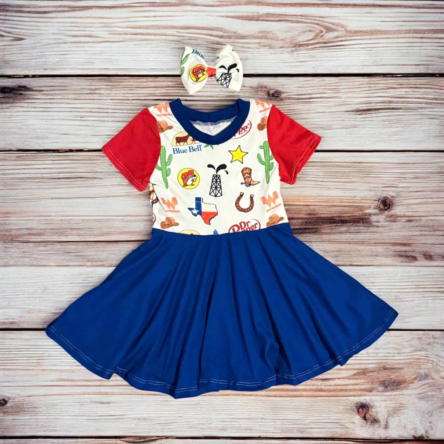 Texas Pride Peplum Dress with Bow Size 18/24m