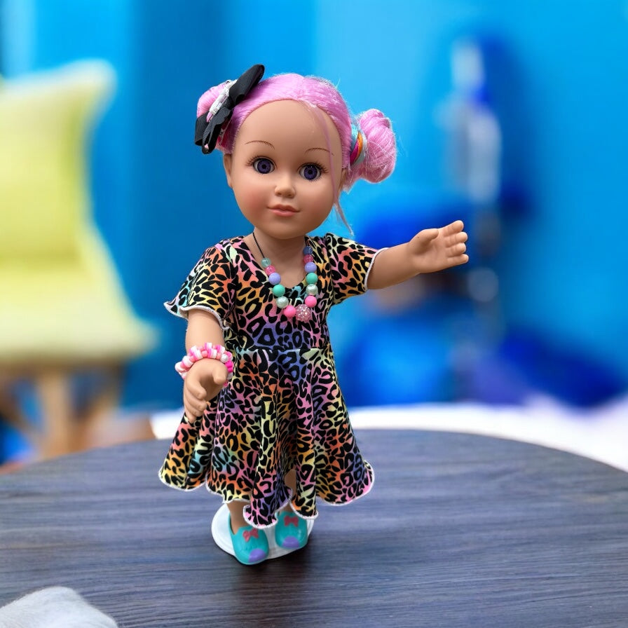 Doll with handmade Dress and accessories
