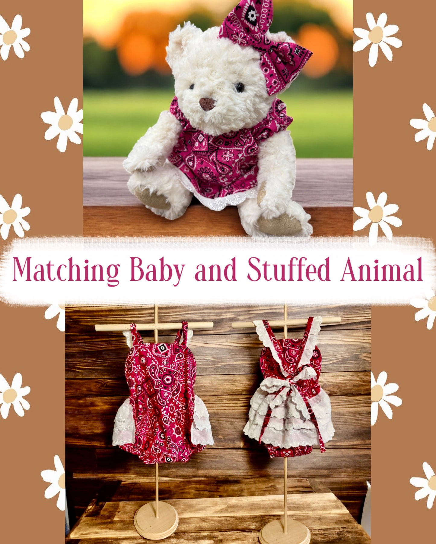 Pink Bandanna Dress Up Bear with Handmade Outfit