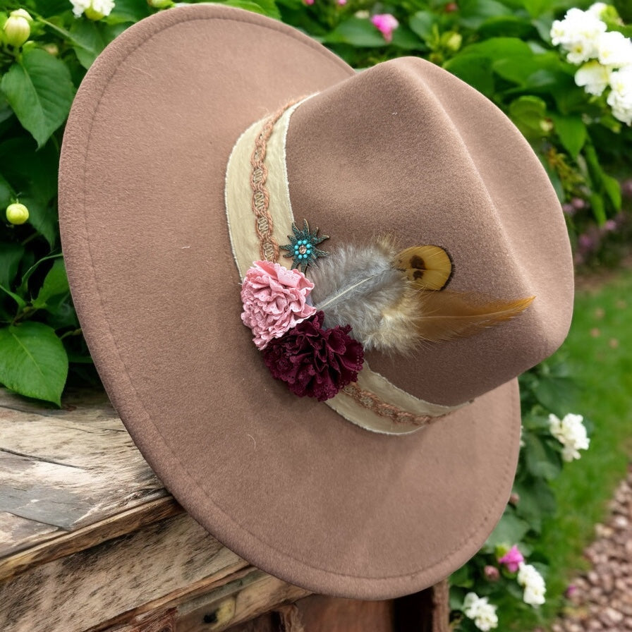 Tan Wide Brim Felt Hat