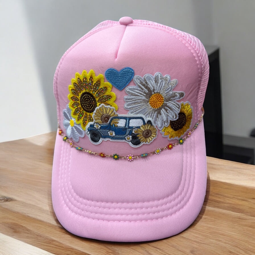 Pink jeep Patch Trucker Cap