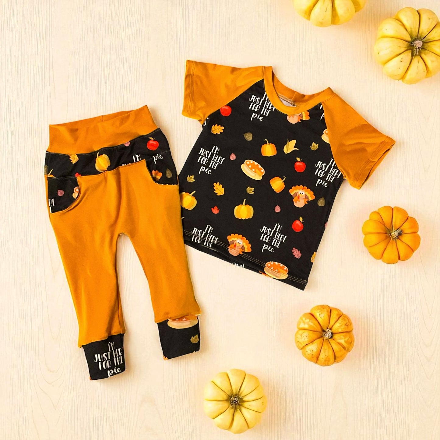 Here for the pie thanksgiving tshirt jogger set 12/18m