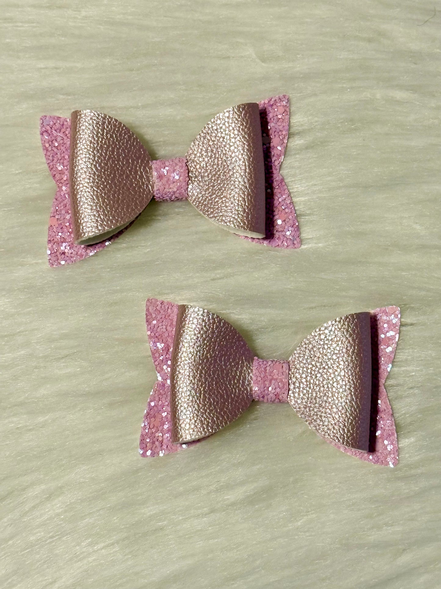 Pink Faux Leather piggy bows