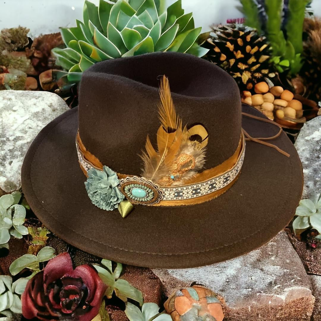 Brown Wide Brim Felt Hat