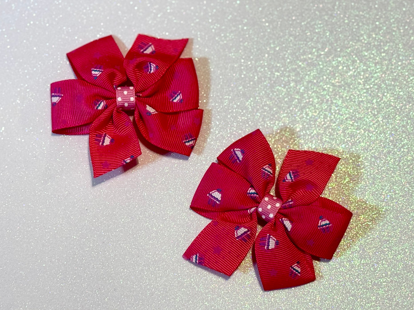 Hot Pink Cup Cake Piggy Bows