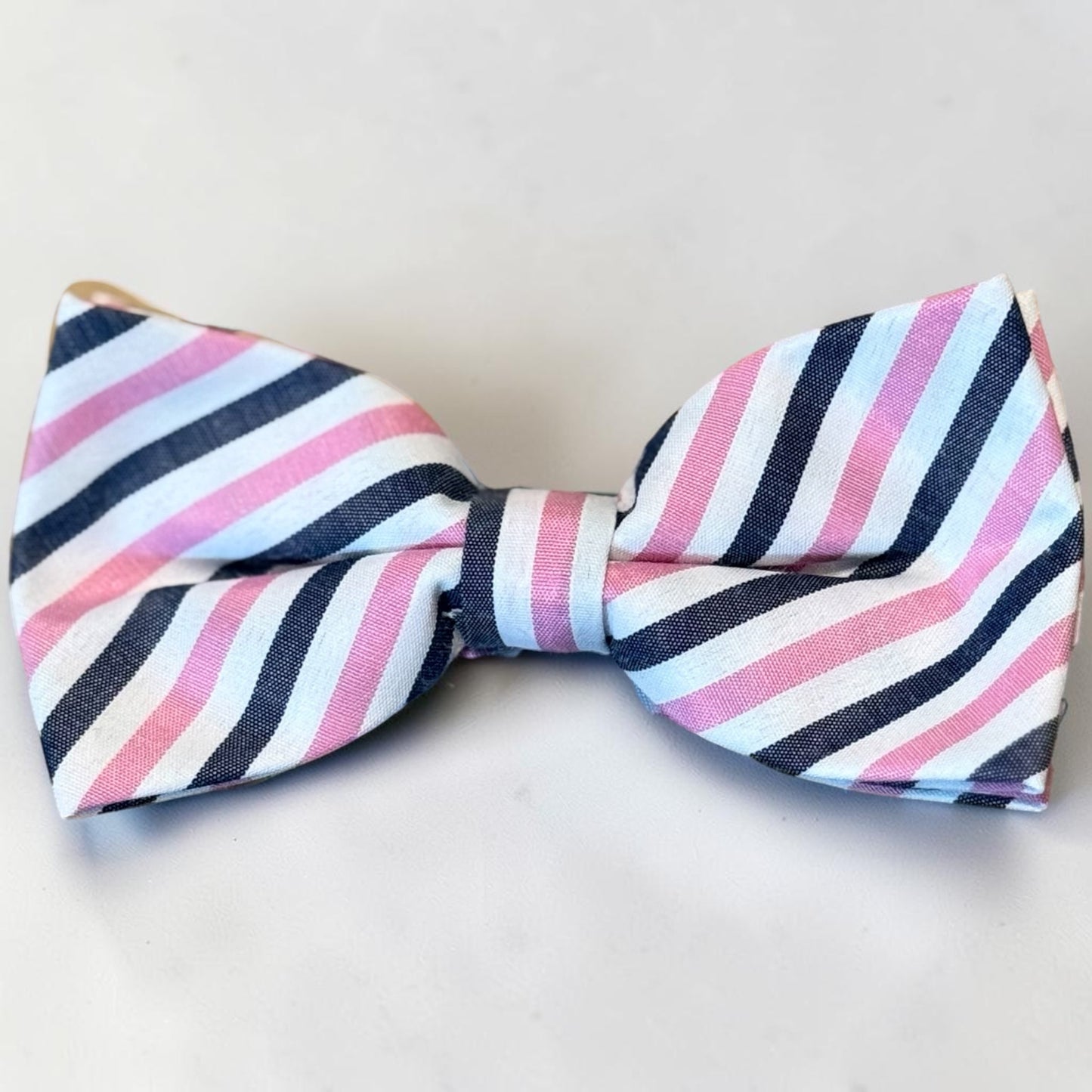 Pink Stripe Bow tie