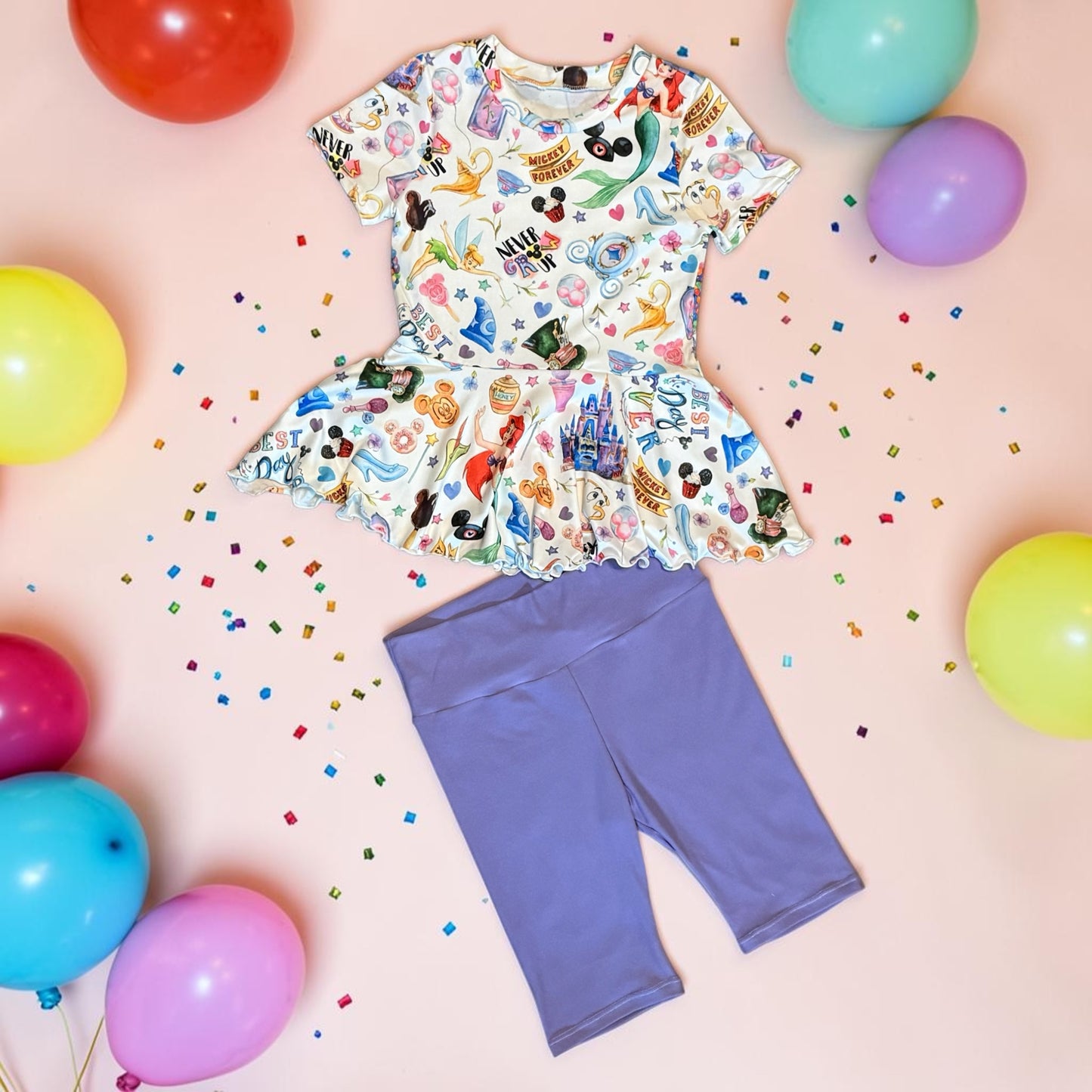 Magical Peplum Top biker shorts set Size 8/9y