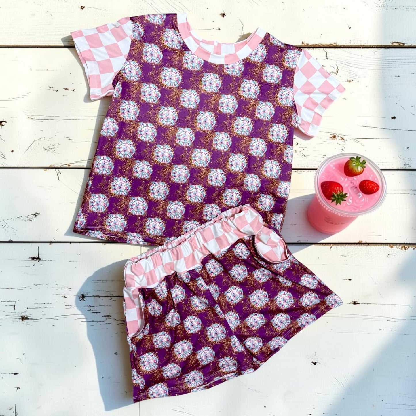 Checkered Coffee Shop Pocket Lounge set  Size 8/9