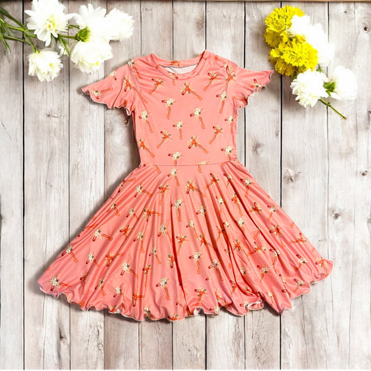 Cross Peplum Dress with waved hem
