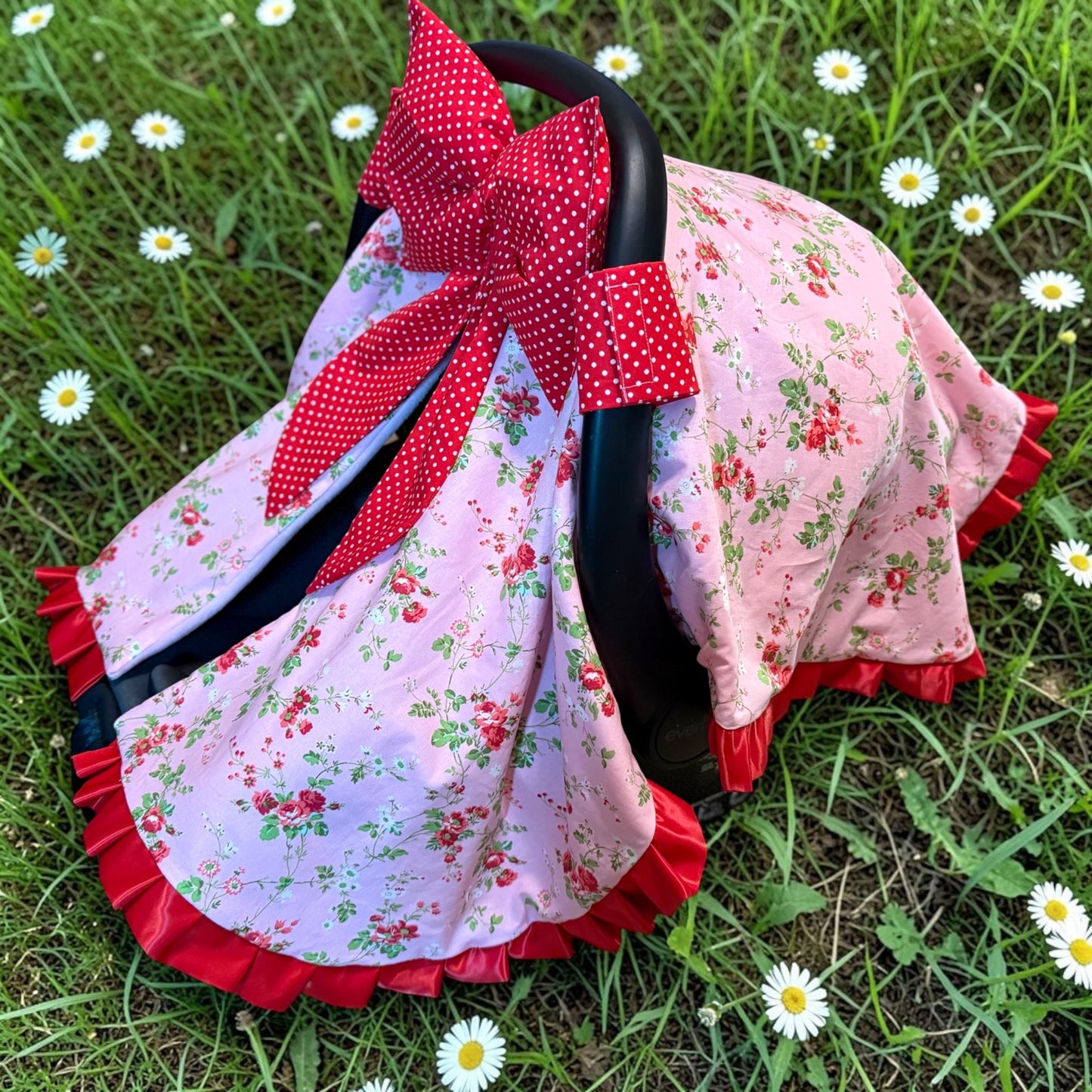 Handmade Pink Bow Car Seat Cover