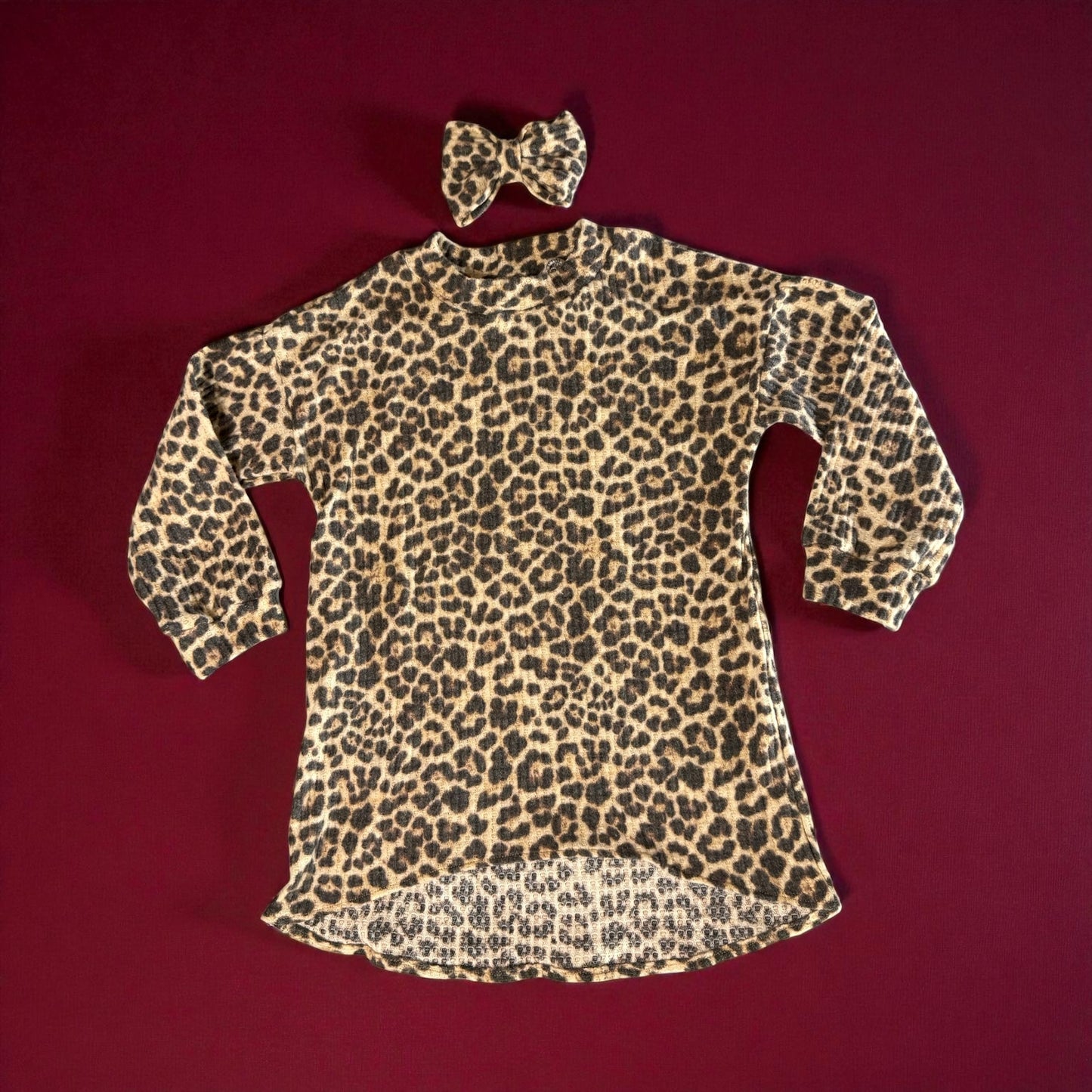 Brown Rib Cheetah print Sweater Dress size 6/7