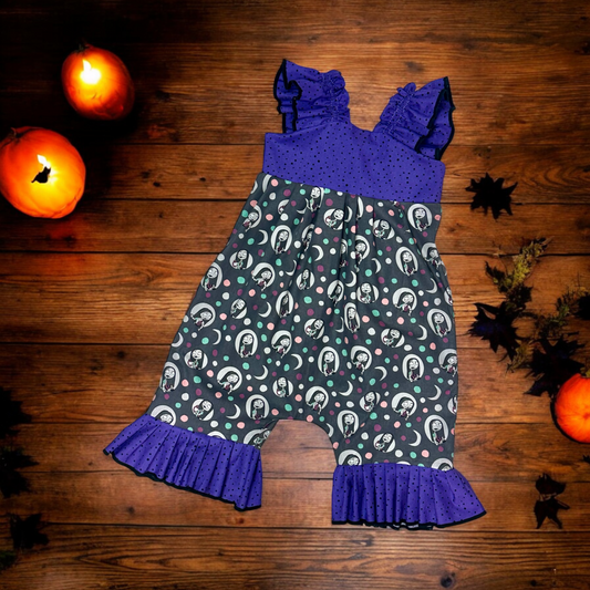 Halloween Doll Ruffle Romper Size 6/7y
