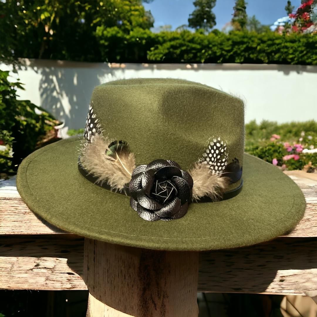 Green Wide Brim Felt Hat