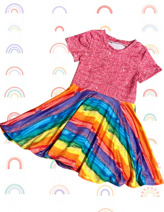 Rainbow peplum dress Size 2T/3T
