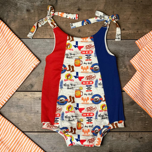 Texas Pride Tie Romper Size 18/24m