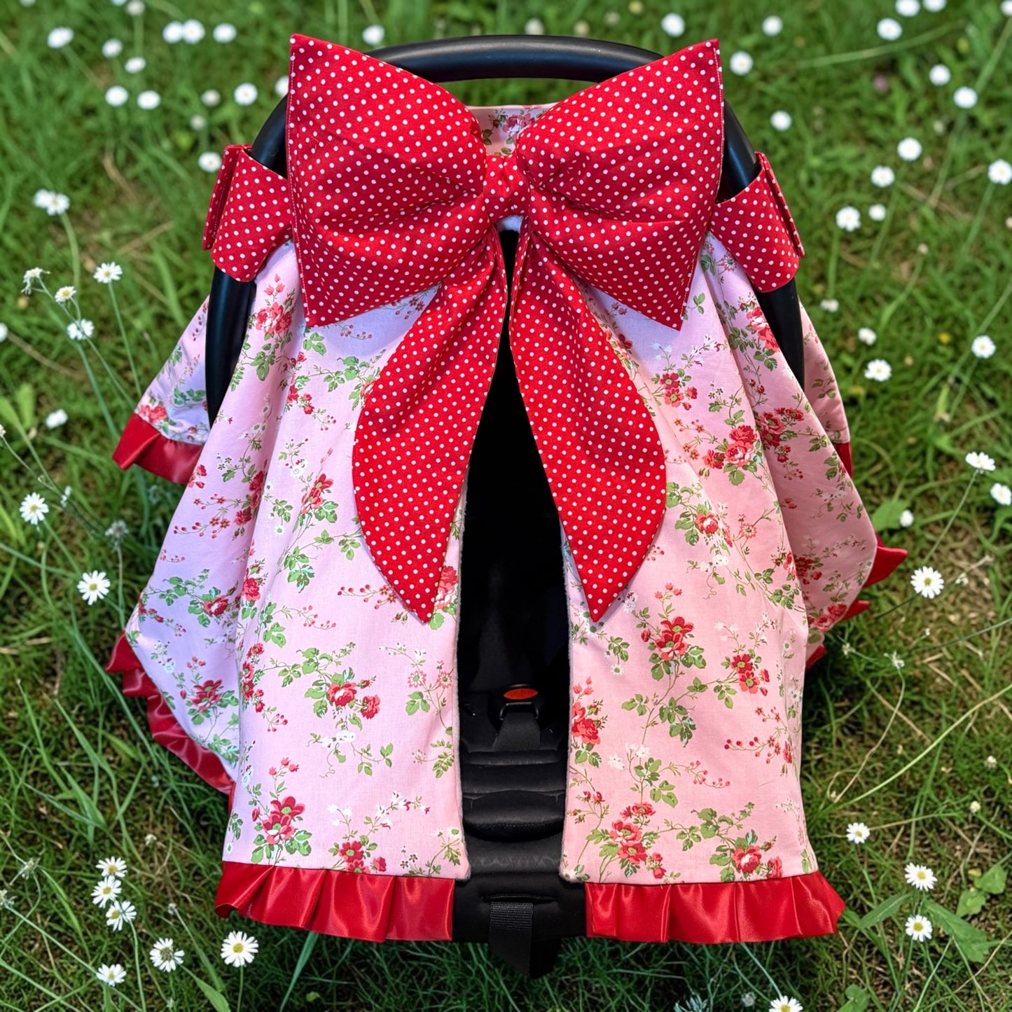 Handmade Pink Bow Car Seat Cover