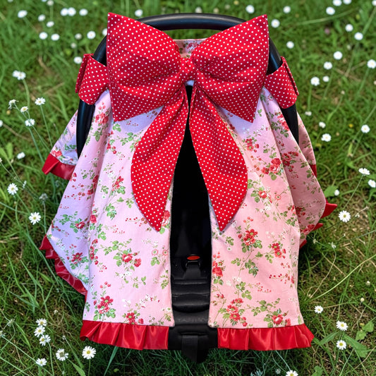 Handmade Pink Bow Car Seat Cover