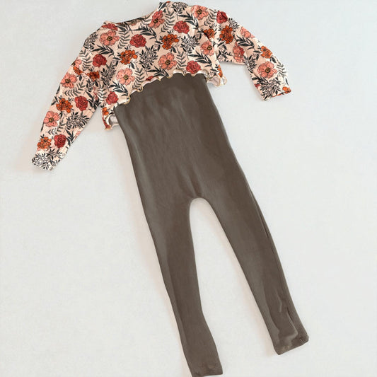 Floral fall Top and romper set 4/5y