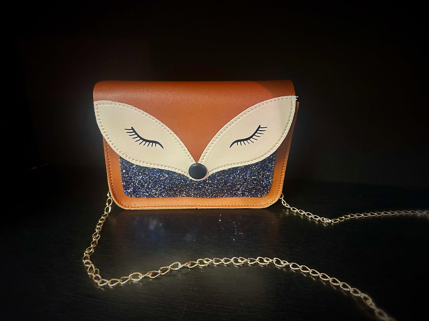 Brown Glitter Fox Purse