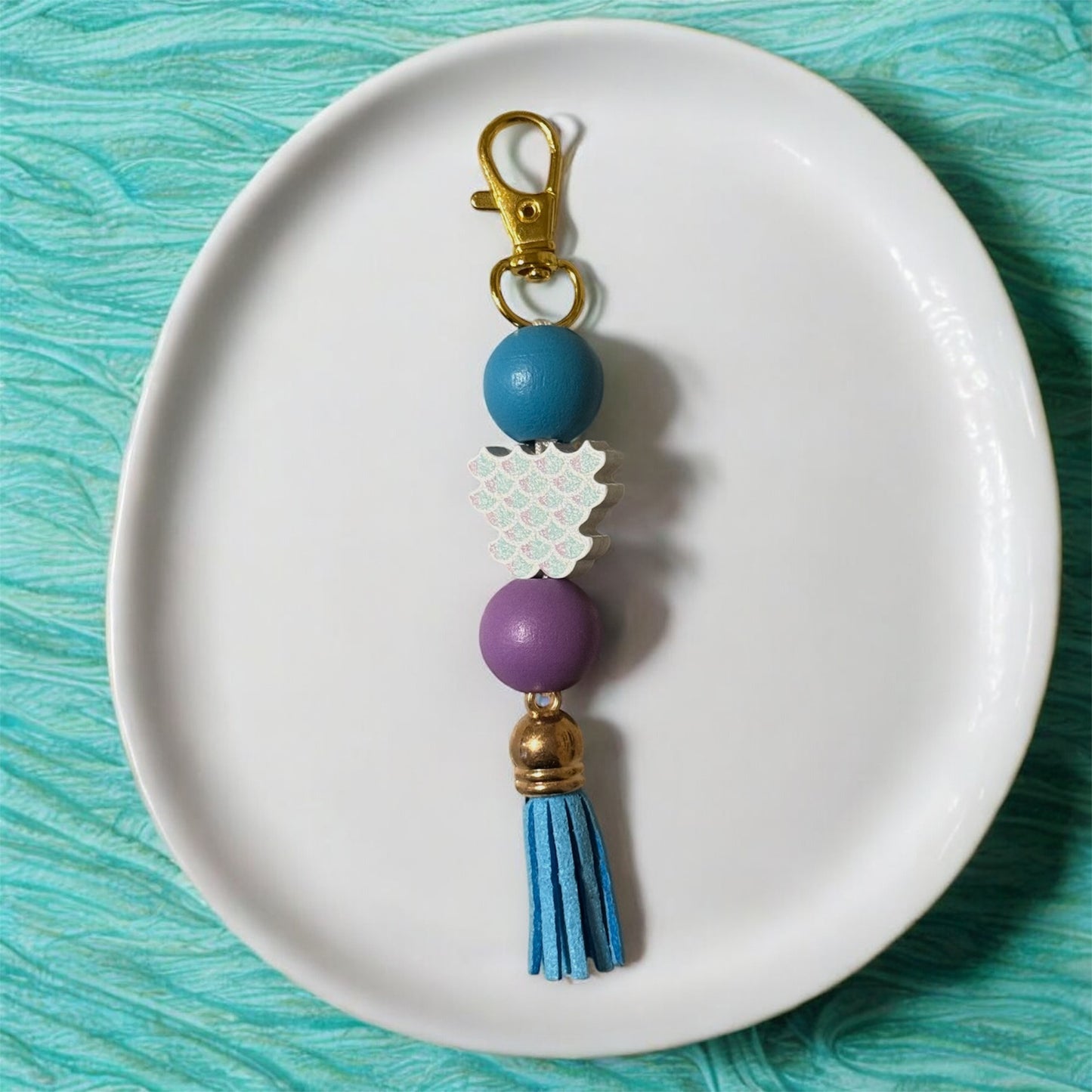 Mermaid Wooden Beaded Purse Charm