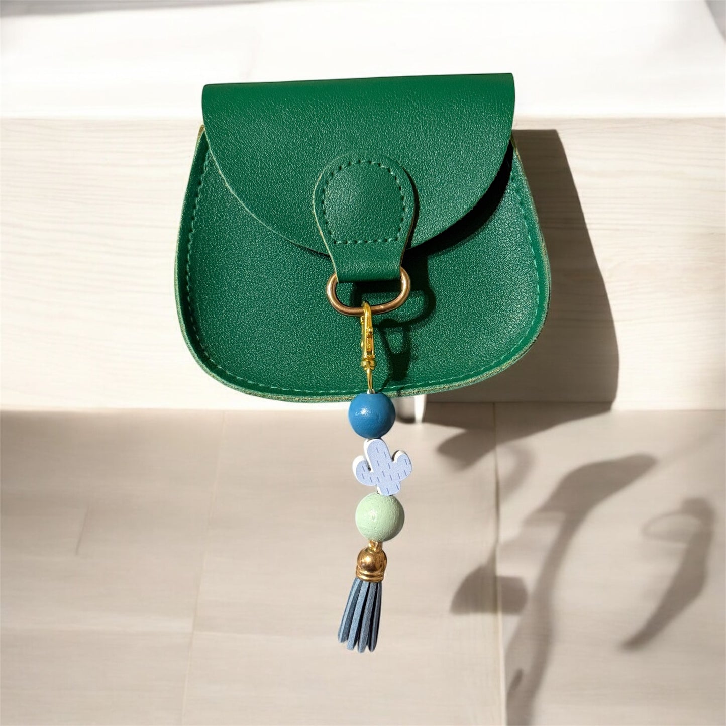 Cactus Wooden Beaded Purse Charm