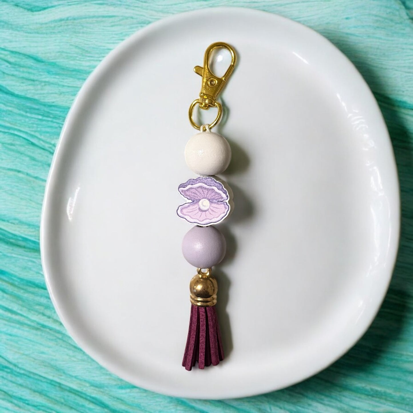 Shell Wooden Beaded Purse Charm